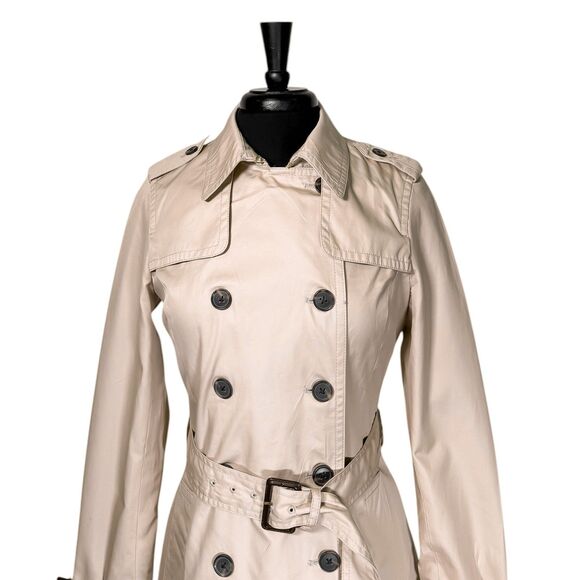 Banana Republic Beige Belted Trench Coat Button Double Breast Pockets Jacket S - Picture 5 of 11